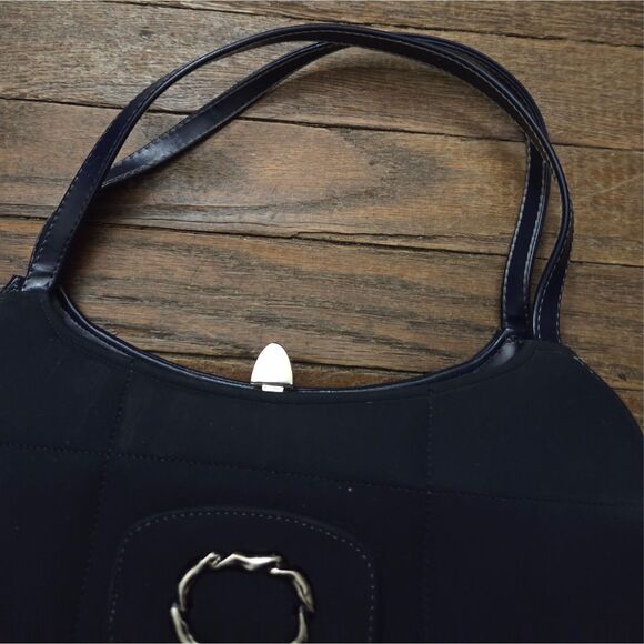 Vintage Naturalizer Navy Structured Handbag — Simulated Leather — 9.5” x 6.5” - Picture 4 of 11